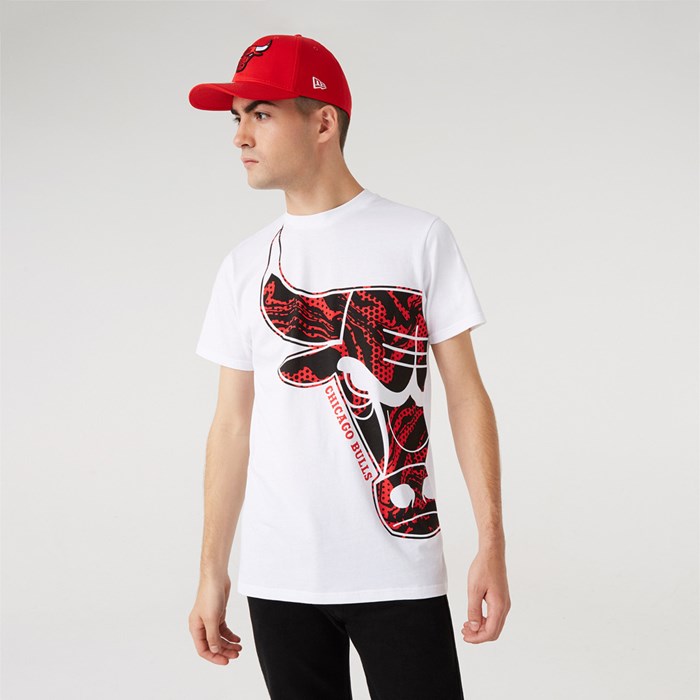 Chicago Bulls Oil Slick Logo Infill Miesten T-paita Valkoinen - New Era Vaatteet Verkossa FI-851739
